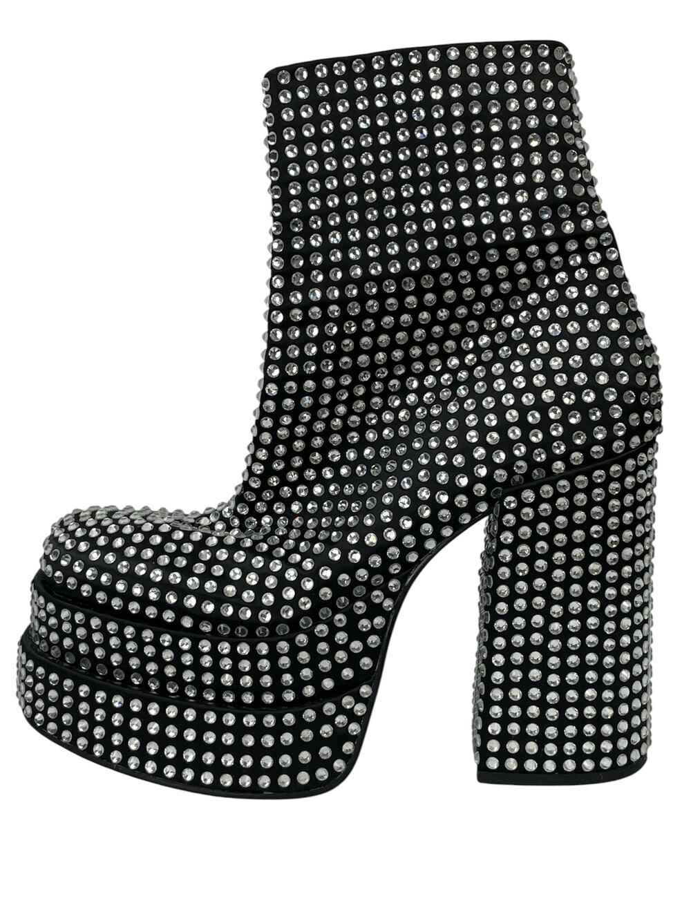 Steve Madden Cobra Women's Black Rhinestone Chunky Heels Platform Ankle Boots 8
